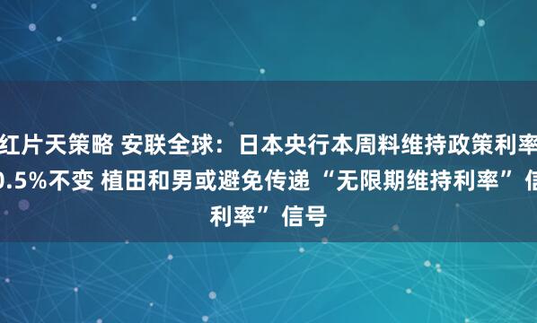 红片天策略 安联全球：日本央行本周料维持政策利率于0.5%不变 植田和男或避免传递 “无限期维持利率” 信号